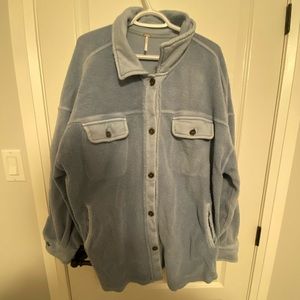 Free People Light Blue Fleece Jacket